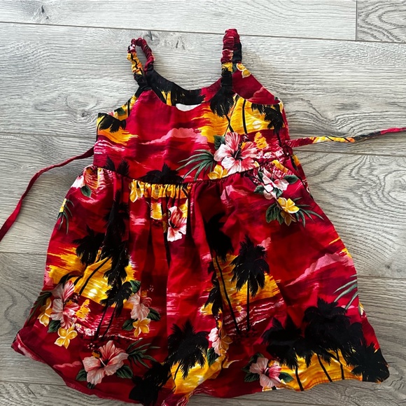 Tropical Hawaiian Red and Yellow Sundress - Picture 1 of 3